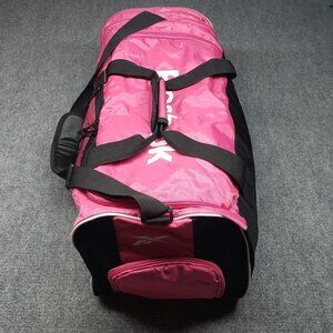 Reebok Duffle Bag Pink Black Two Strap Rectangular Full Zip Colorblock Gym